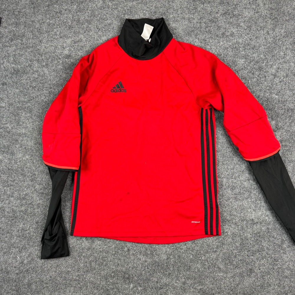 Adidas Training Top Mens Size M Red Climacool Mock Neck Long Sleeve